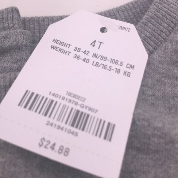 Crazy 8 "Brave" Sweatshirt with White Striped Sleeves, 4T, Gray - Picture 3 of 4